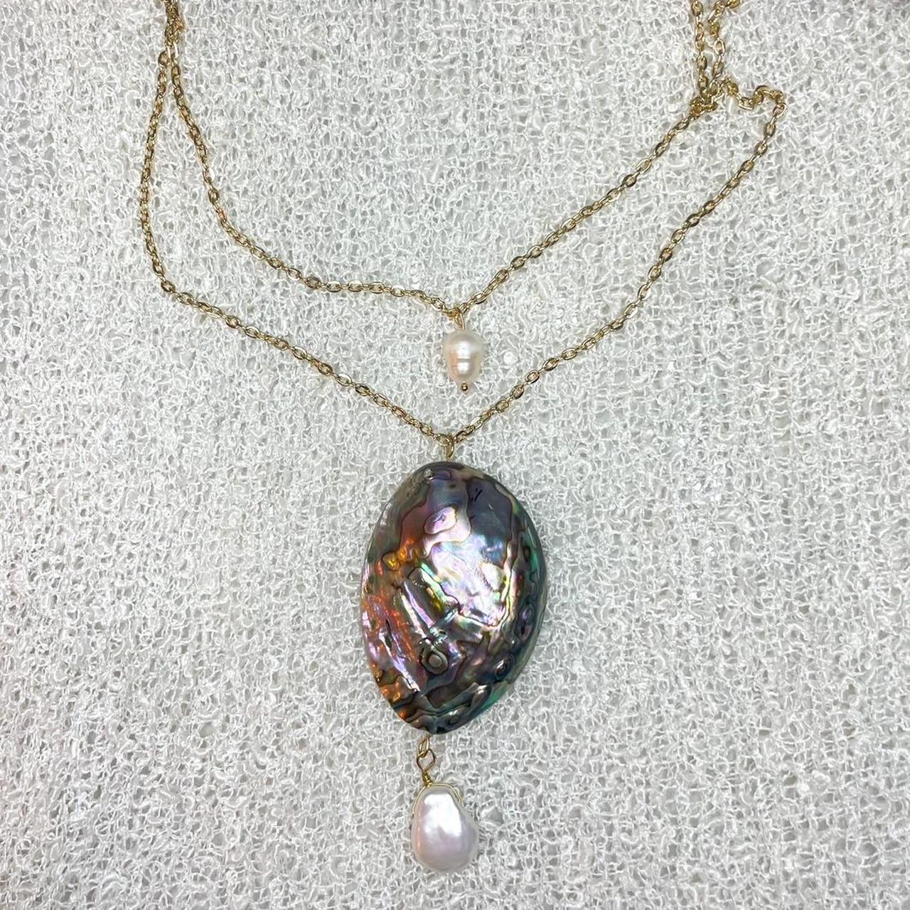 Abalone Shell and Pearl Layered Gold Necklace